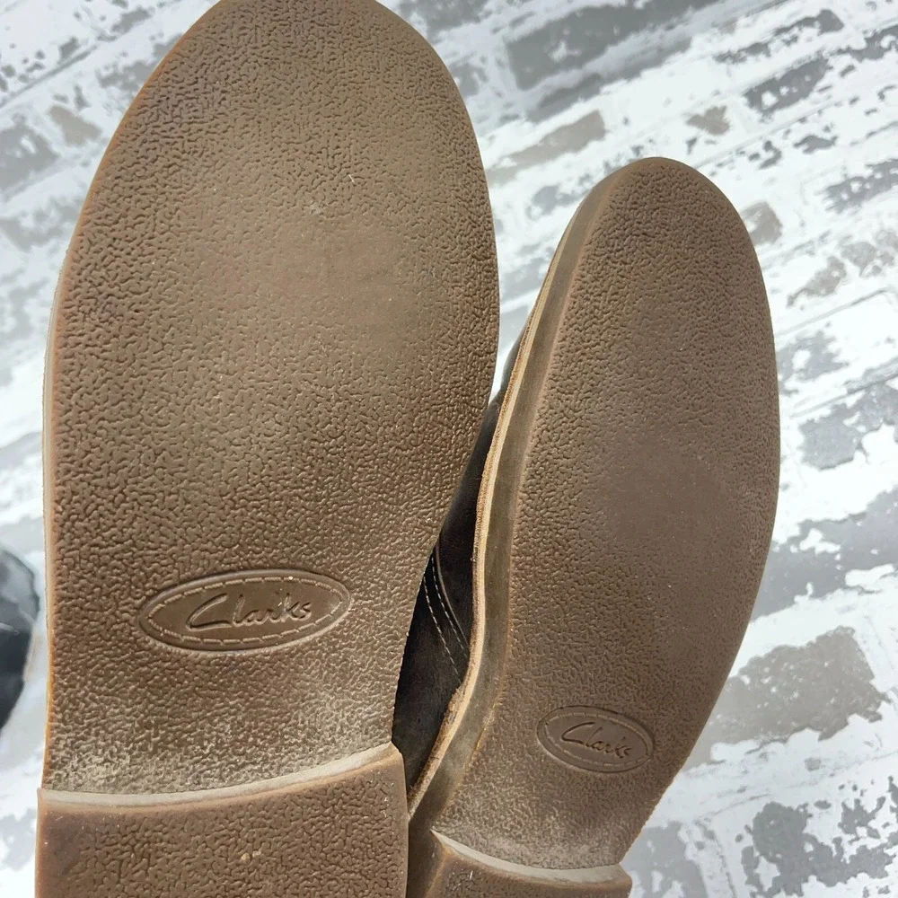 Clarks Chukka Ankle Boots Men 9 Brown Leather Dress‎ 2 Eyelet Lace Up Adult